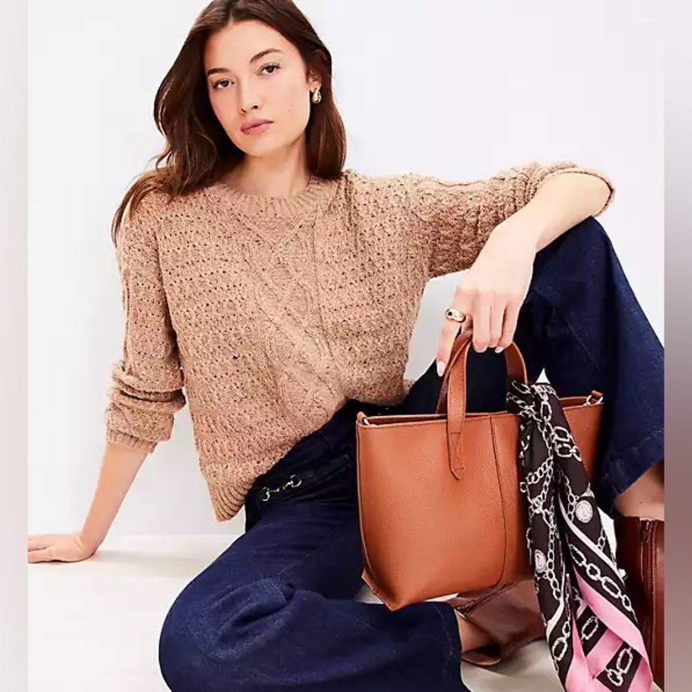 LOFT Open Stitch Cable Knit Sweater | Size Small